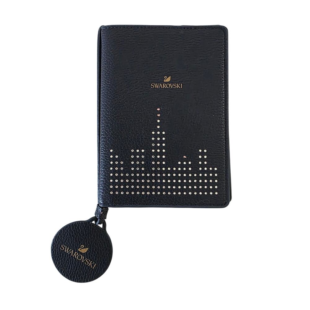 Swarovski Passport Holder with City Skyline Rhinestones Navy Blue